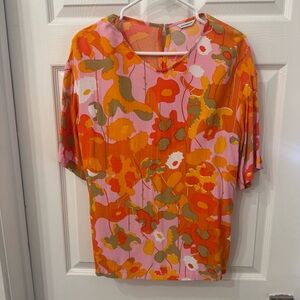 Marimekko Pink and Orange Floral Liddie Blouse